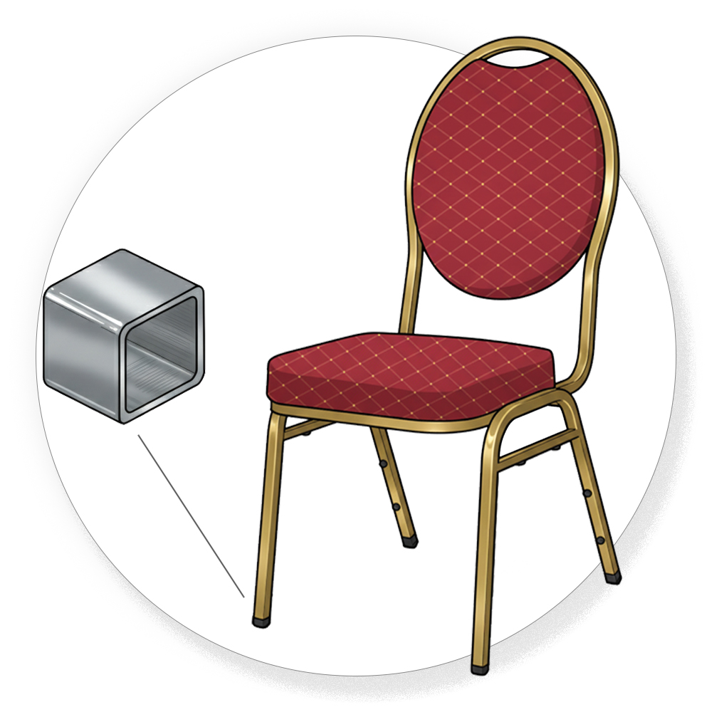 Embouts pour pieds de chaise inclinés en tube carré